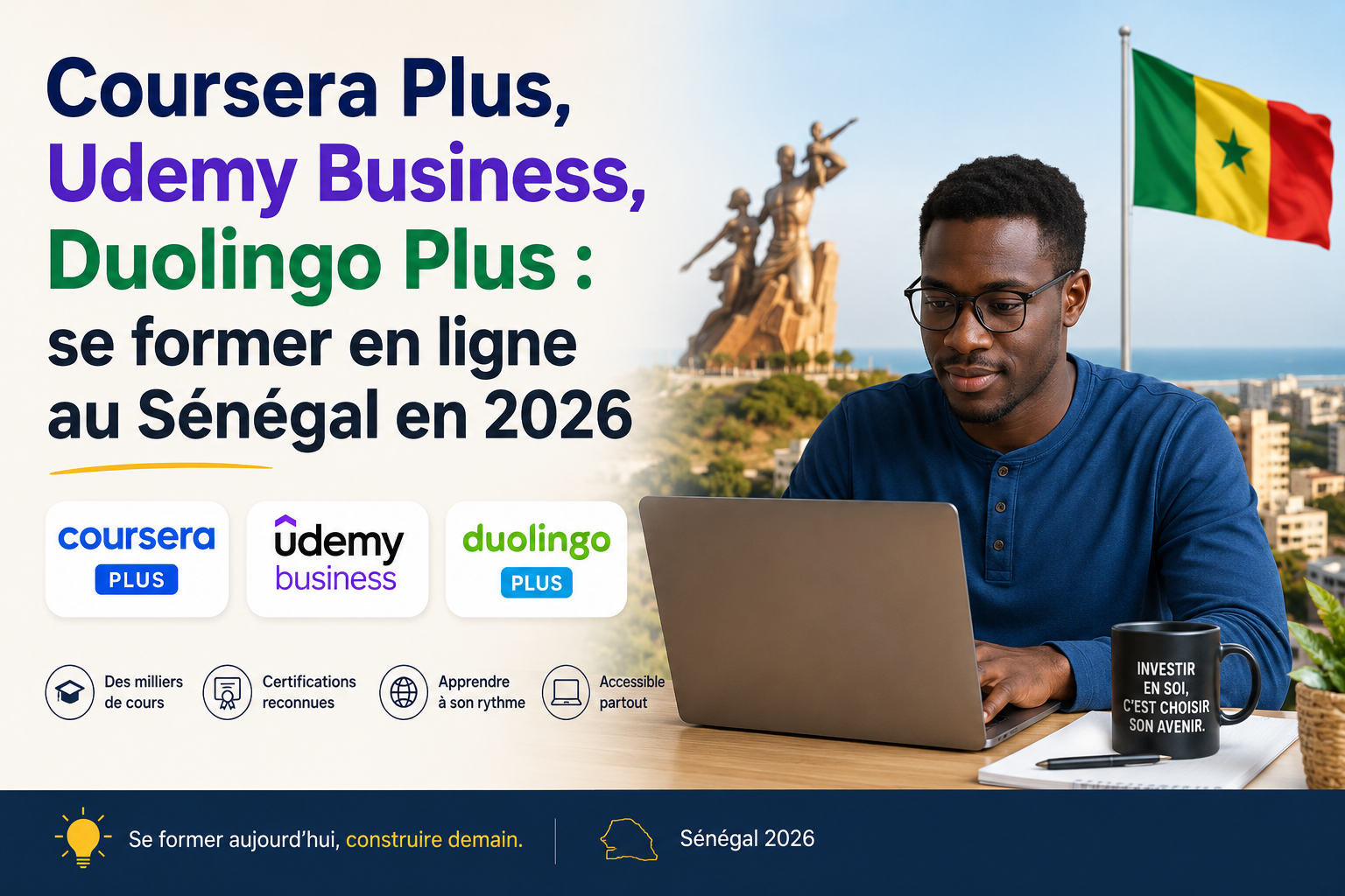Coursera Plus, Udemy Business, Duolingo Plus : se former en ligne au Sénégal en 2026