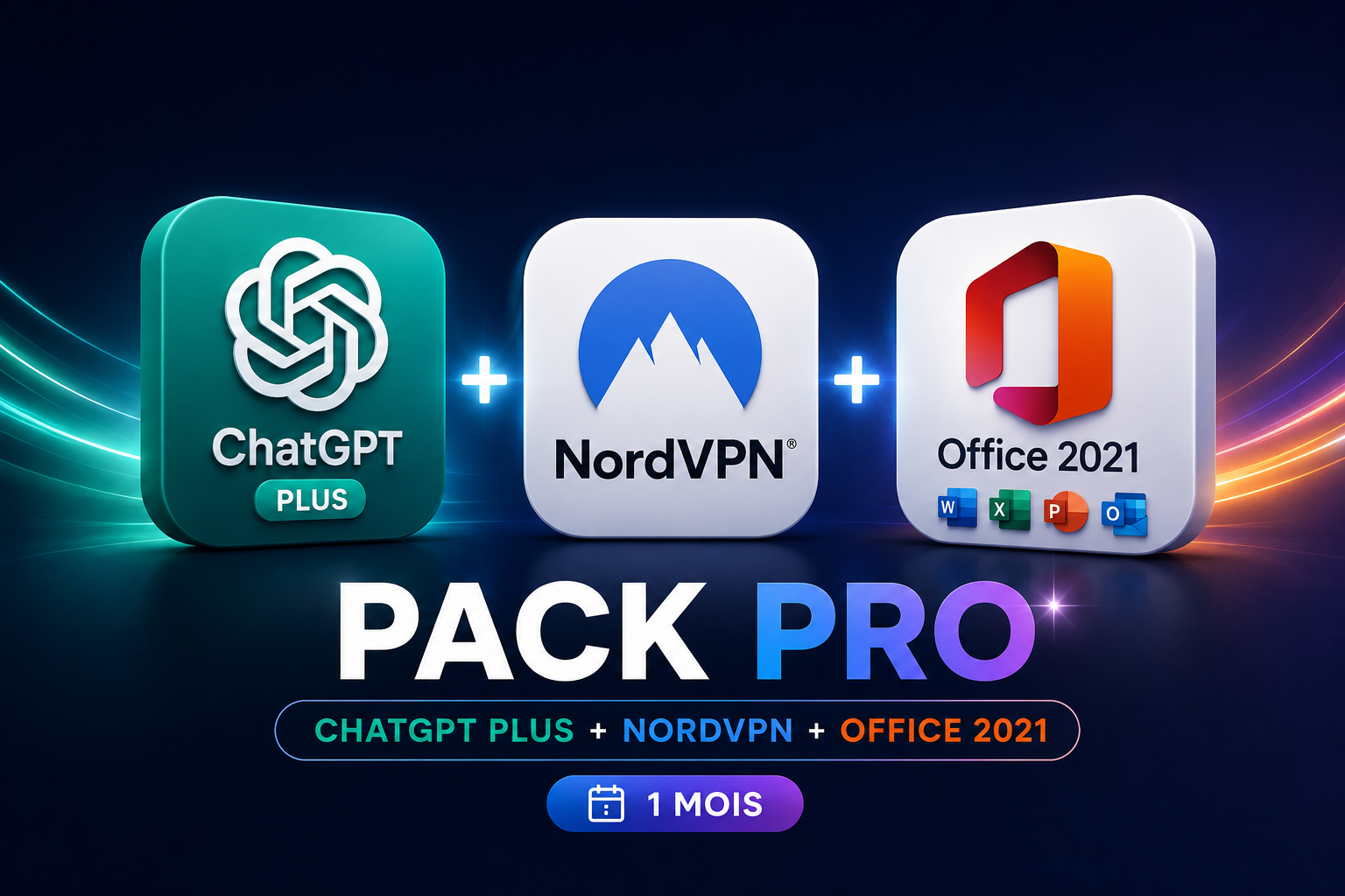 Pack Pro — ChatGPT Plus + NordVPN + Office 2021