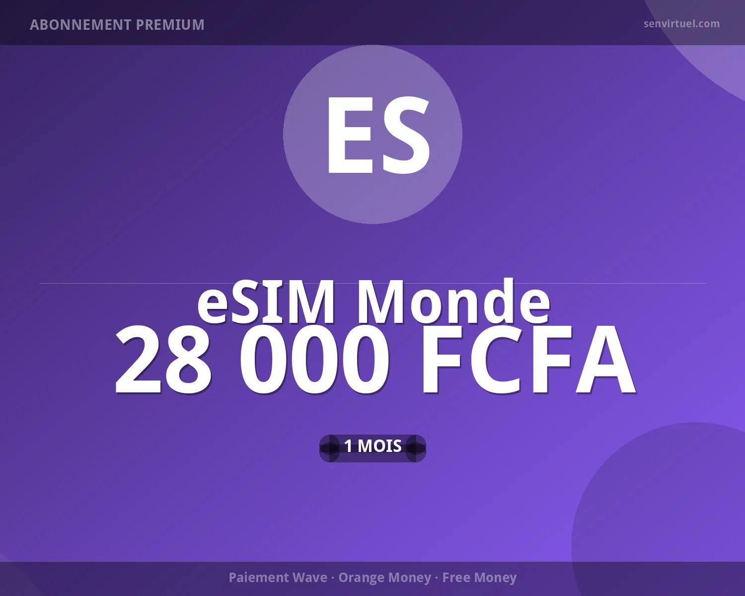 eSIM Monde (130+ pays) 30 jours - 20 Go